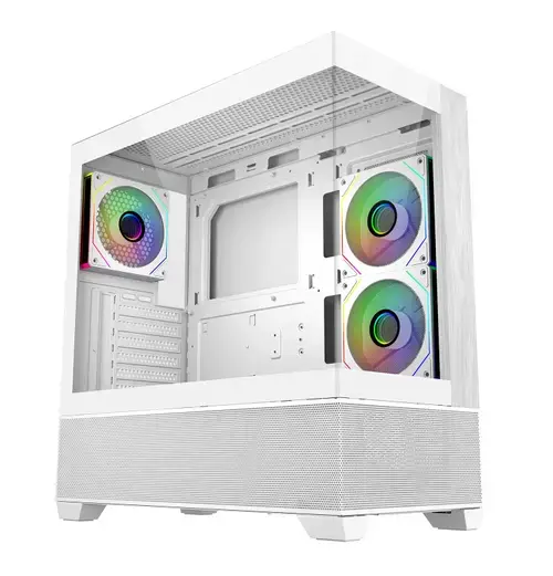Carcasa Cooler Master Elite 690 Wood, Middle Tower, Sticla securizata, ARGB, USB-C (Alb)
