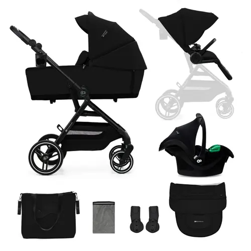 Carucior sport 3 in 1 Kinderkraft Yoxi, 0-22kg, landou, scoica auto, pliabil, Negru