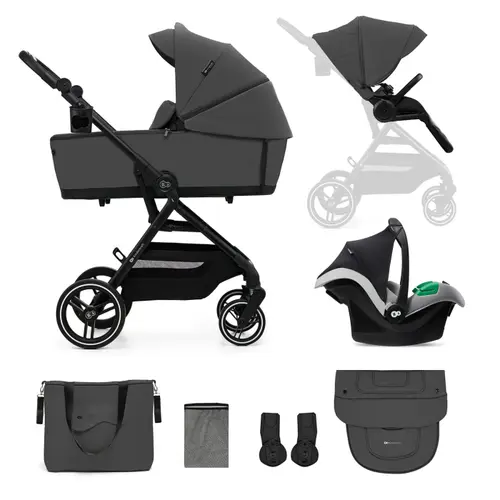 Carucior sport 3 in 1 Kinderkraft Yoxi, 0-22kg, landou, scoica auto, pliabil, Gri