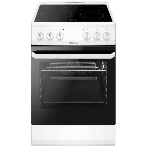 Aragaz Hansa FCCW56069, Vitroceramic, Electric, 4 zone de gatit, 67l, Heat Control, EasyClean, Supergrill, SteamCleaning, Clasa A (Alb)