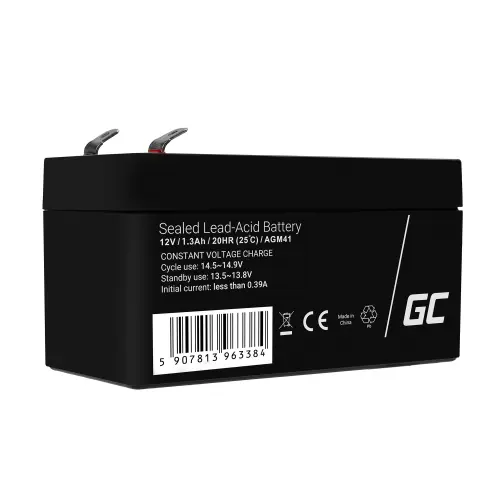 Acumulator stationar Green Cell AGM 12V 1.3Ah VRLA plum acid, baterie fara mentenanta,pentru  jucarii, sisteme de alarma