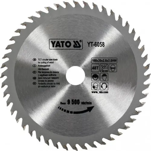 Disc fierastrau Yato wolfram pentru lemn 160X20X48 mm