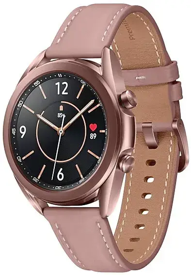 Smartwatch Samsung Galaxy Watch 3 SM-R855, Procesor Dual-Core 1.15GHz, Super AMOLED 1.2inch, 1GB RAM, 8GB Flash, Bluetooth, Wi-Fi, 4G, Carcasa Aluminiu, Bratara Piele 41mm, Rezistent la apa si praf, Tizen (Auriu)