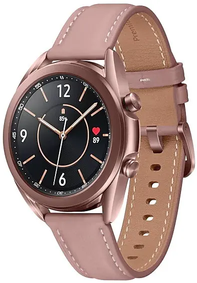Smartwatch Samsung Galaxy Watch 3 SM-R855, Procesor Dual-Core 1.15GHz, Super AMOLED 1.2inch, 1GB RAM, 8GB Flash, Bluetooth, Wi-Fi, 4G, Carcasa Aluminiu, Bratara Piele 41mm, Rezistent la apa si praf, Tizen (Auriu)