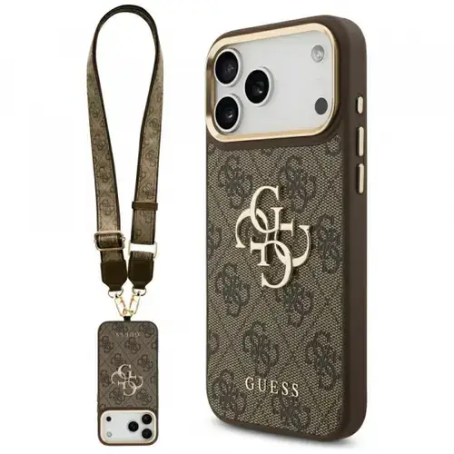 Husa pentru Apple iPhone 17 Pro Max, Guess, Big 4G Classic Logo with Big Strap, Maro