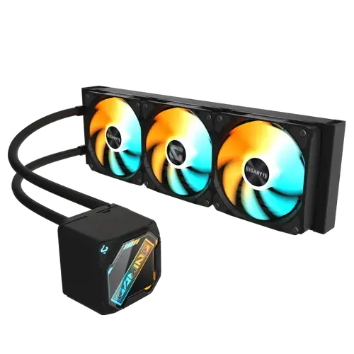 Cooler CPU AIO GIGABYTE GME 360, Racire cu lichid, 360mm, 3x120mm ARGB (Negru)