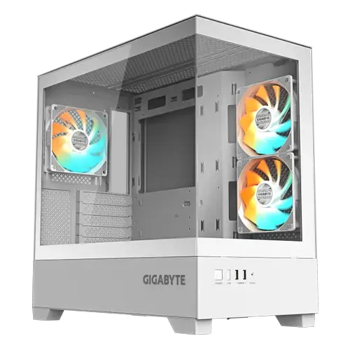 Carcasa GIGABYTE C201 Panoramic ICE, Mid Tower, Sticla securizata, USB 3.0, Switch RGB LED, 3 Ventilatoare ARGB (Alb)
