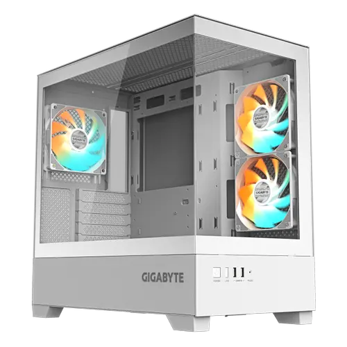 Carcasa GIGABYTE C201 Panoramic ICE, Mid Tower, Sticla securizata, USB 3.0, Switch RGB LED, 3 Ventilatoare ARGB (Alb)