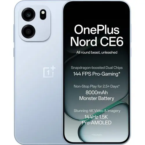 Telefon Mobil OnePlus Nord CE6, Procesor Qualcomm SM7635 Snapdragon 7s Gen 4, AMOLED Capacitiv touchscreen 6.78inch, 8GB RAM, 256GB Flash, Camera Duala 50+2MP, 5G, Wi-Fi, Dual Sim, Android (Albastru)