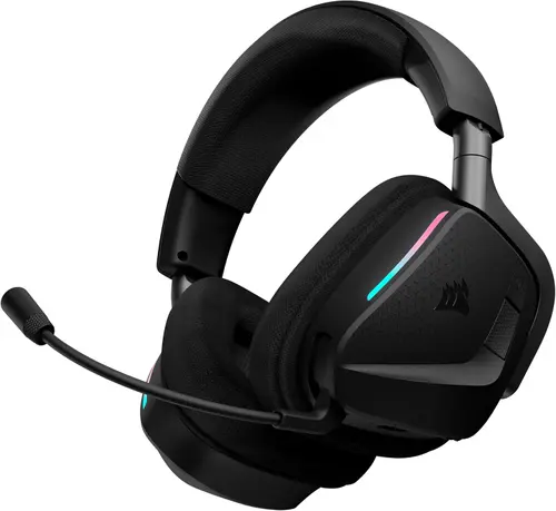 Casti Gaming Wireless Corsair VOID MAX WL V2, 2.4G/Bluetooth, Dolby Atmos Spatial Audio, Autonomie 70-130 ore, iCUE, Microfon (Negru)