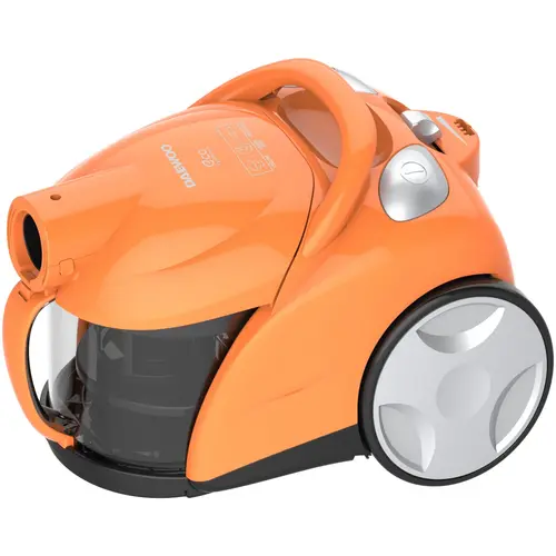 Aspirator fara sac Daewoo RCC-150P-3, 700 W, 1.2 L, control putere variabil, tub telescopic, furtun rotativ 360 grade, perie standard + accesorii pentru tapiterie si locuri inguste (Portocaliu)