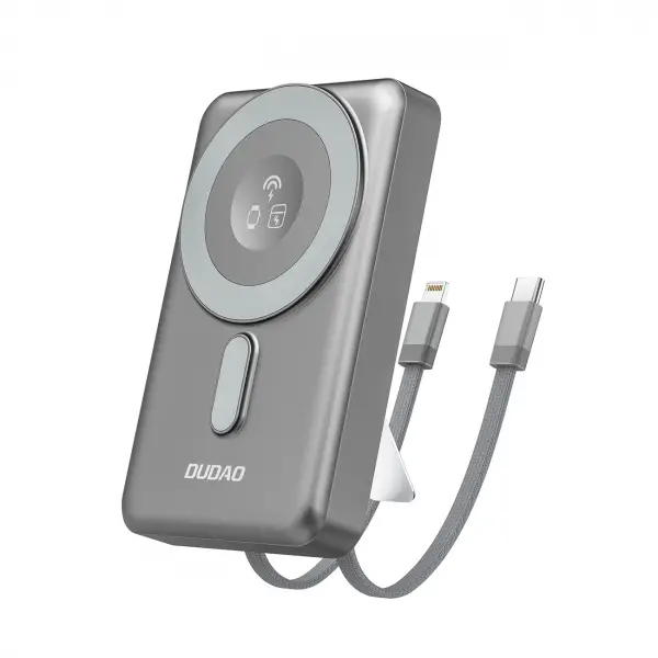 Baterie Externa Wireless Dudao K29, 10000mAh, 20W, PD + FQI, 1 x Lightning - 1 x QI - 1 x USB-C, Gri