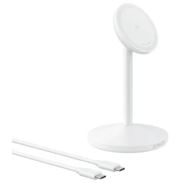 Incarcator Retea Wireless Anker MagGo Stand, 15W, 1.67A, Alb A25X1H21