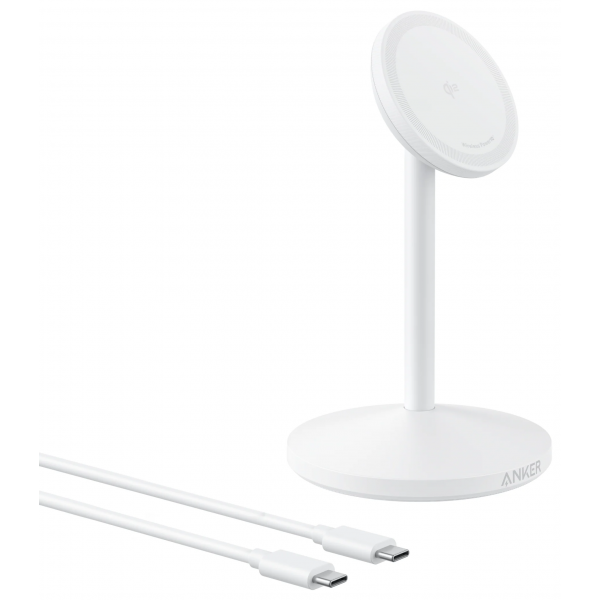 Incarcator Retea Wireless Anker MagGo Stand, 15W, 1.67A, Alb A25X1H21