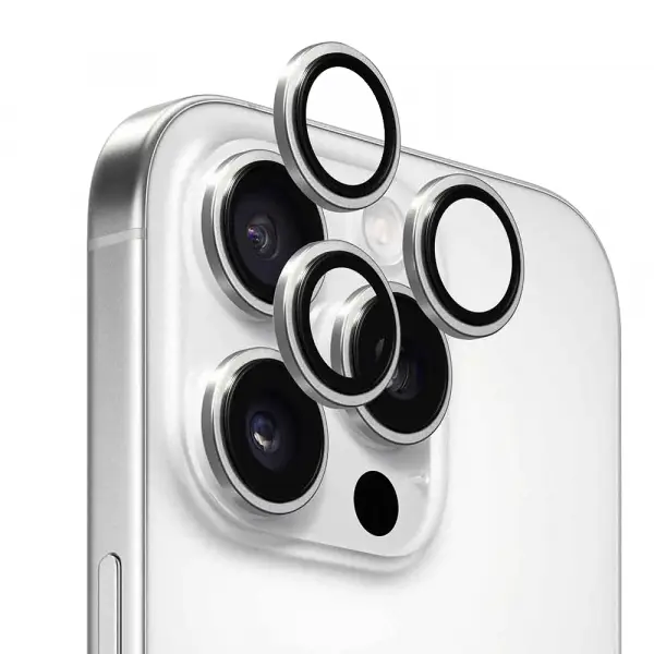 Folie de protectie Camera Spate Anank AR pentru Apple iPhone 16 Pro Max / 16 Pro, Sticla Securizata, Argintie