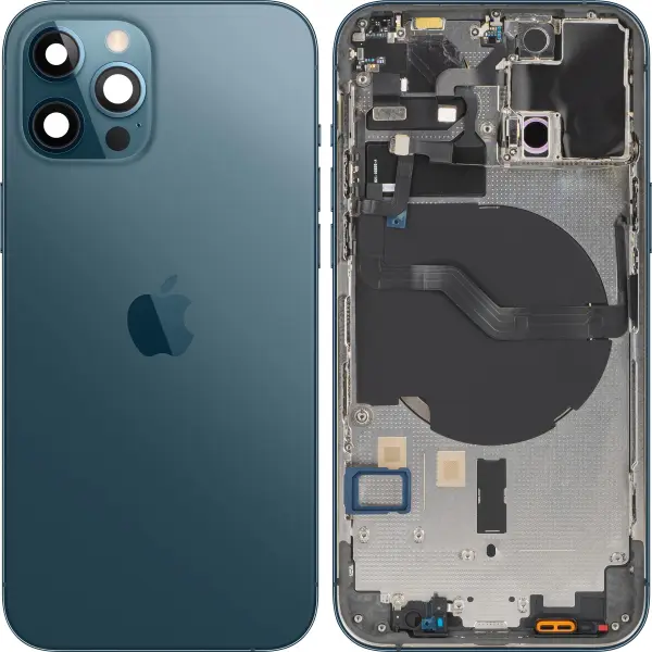 Capac Baterie Apple iPhone 12 Pro, Cu Carcasa Mijloc, Albastru (Pacific Blue), Swap