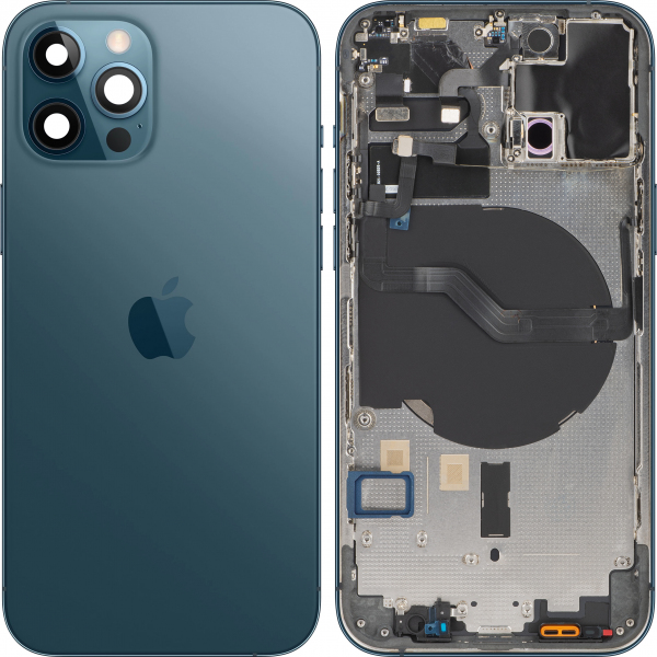 Capac Baterie Apple iPhone 12 Pro, Cu Carcasa Mijloc, Albastru (Pacific Blue), Swap