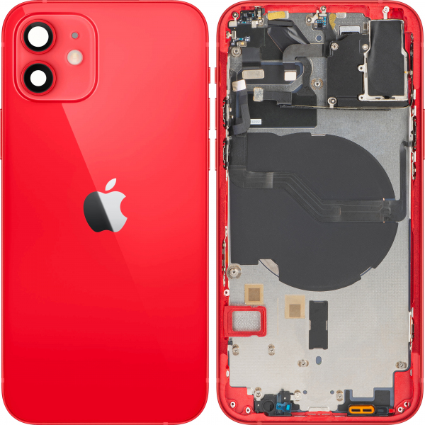 Capac Baterie Apple iPhone 12, Cu Carcasa Mijloc, Rosu, Swap
