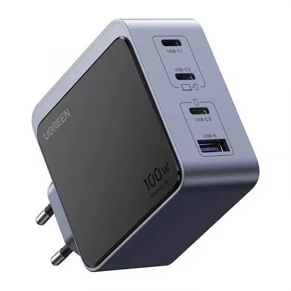 Incarcator Retea UGREEN X565 Nexode Air, 100W, 5A, 1 x USB-A - 3 x USB-C, Gri