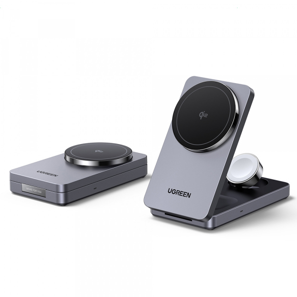 Incarcator Retea Wireless UGREEN W707 3in1, 25W, 1.67A, Gri