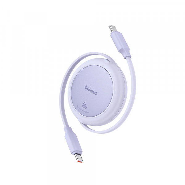 Cablu Date si Incarcare USB-C - USB-C Baseus Free2Pull Mini Retractable, 60W, 1m, Mov P10364500511-01