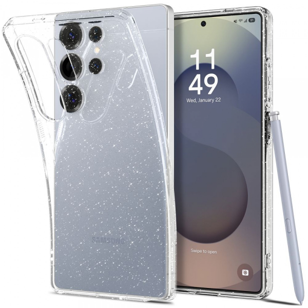Husa pentru Samsung Galaxy S25 Ultra S938, Spigen, Liquid Crystal Glitter, Transparenta ACS08950
