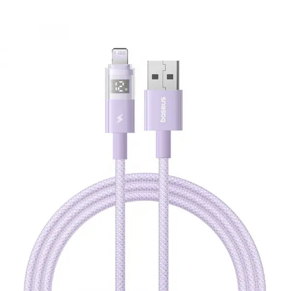 Cablu Date si Incarcare USB-A - Lightning Baseus Display 2, 12W, 2m, Mov P10382700511-01