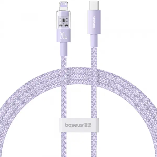 Cablu Date si Incarcare USB-C - Lightning Baseus Gem, 20W, 2m, Mov P10373001511-01