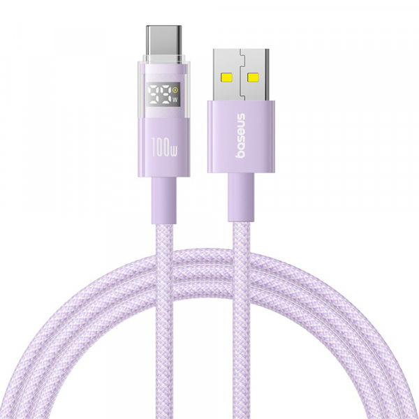 Cablu Date si Incarcare USB-A - USB-C Baseus Display 2, 100W, 1m, Mov P10382701511-00