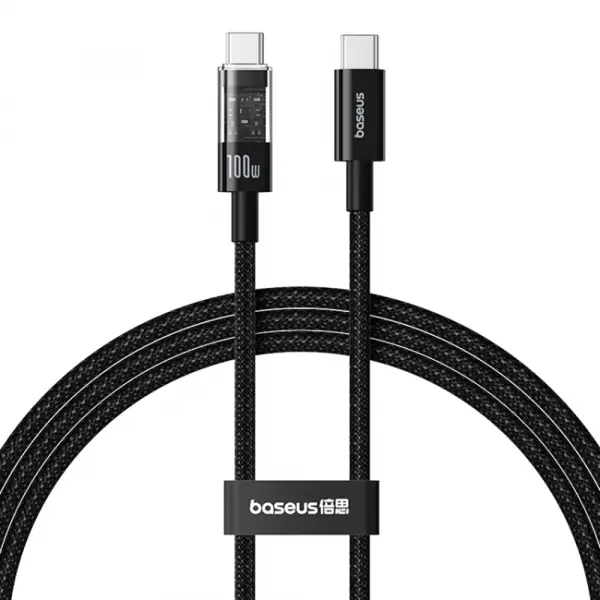 Cablu Date si Incarcare USB-C - USB-C Baseus Gem, 100W, 1m, Negru P10373000111-00
