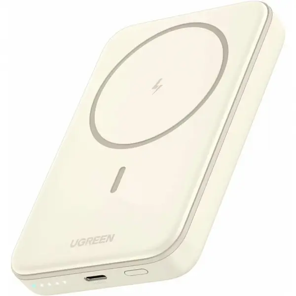Baterie Externa Wireless UGREEN PB561, 10000mAh, 20W, PD + FQI, 1 x QI - 1 x USB-C, Bej