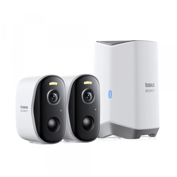 Camera de Supraveghere Baseus N1, Wi-Fi, 2K, IP67, Exterior, Set 2 bucati S0TW002131