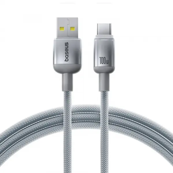 Cablu Date si Incarcare USB-A - USB-C Baseus Discolor, 100W, 2m, Argintiu E0420803
