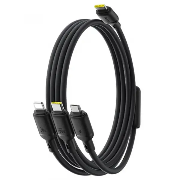 Cablu Incarcare USB-C - Lightning / microUSB / USB-C Baseus Silky 3in1, 100W, 1.5m, Negru P10377706123-00