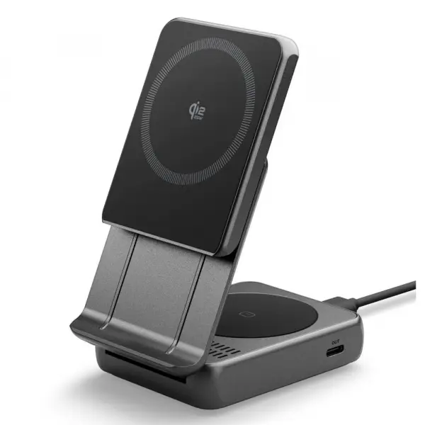 Incarcator Retea Wireless Spigen EF302MOQ 3in1, 25W, 1 x USB-C, Gri ACH10399