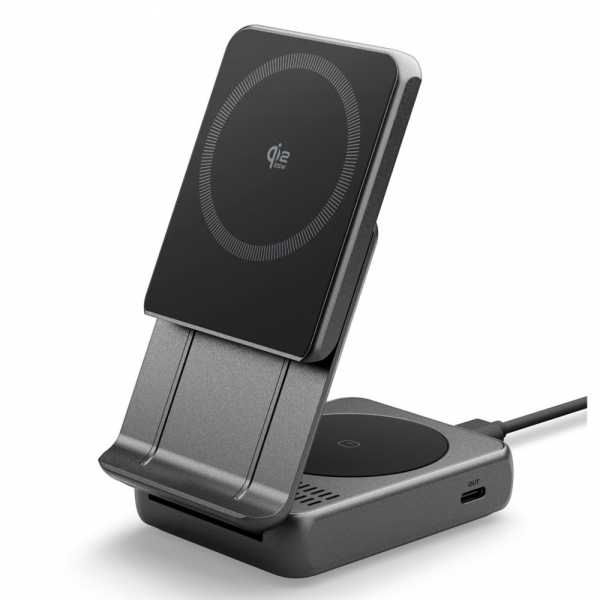 Incarcator Retea Wireless Spigen EF302MOQ 3in1, 25W, 1 x USB-C, Gri ACH10399