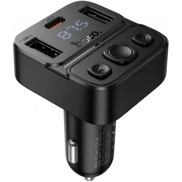 Modulator FM Bluetooth HOCO E87, 2 x USB-A - 1 x USB-C