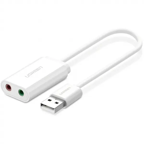 Placa de sunet USB UGREEN US205, 2 x Jack 3.5mm, Alba