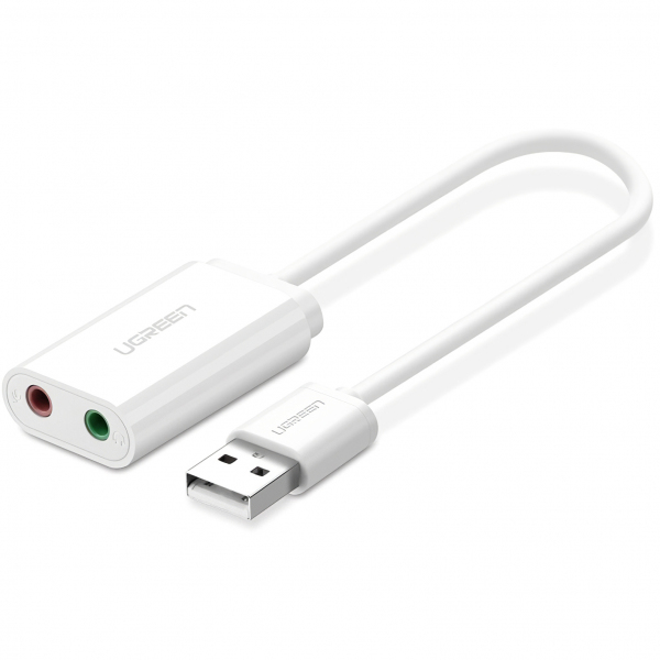 Placa de sunet USB UGREEN US205, 2 x Jack 3.5mm, Alba