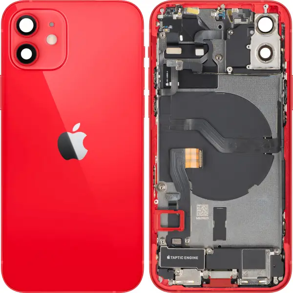 Capac Baterie Apple iPhone 12, Cu Carcasa Mijloc, Full Parts, Rosu, Swap
