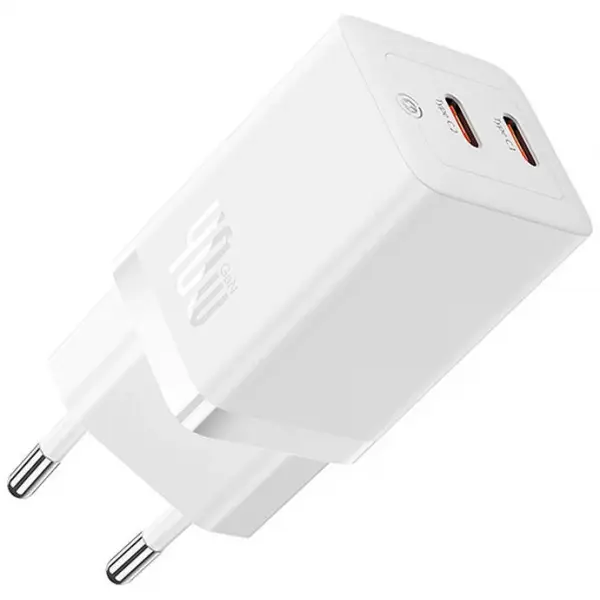 Incarcator Retea Baseus GaN5 Pro, 40W, 3A, 2 x USB-C, Alb CCGP180102