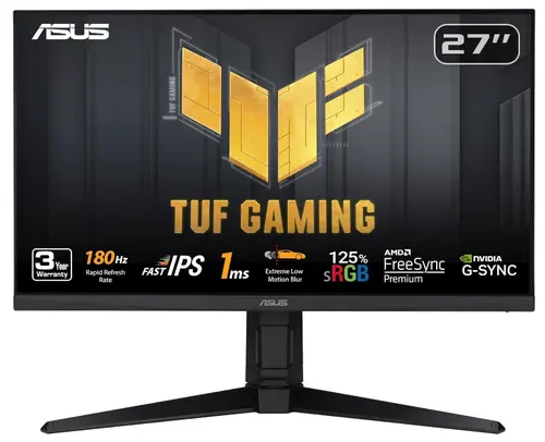Monitor Gaming IPS LED ASUS 27inch VG279QL3A, Full HD (1920 x 1080), HDMI, DisplayPort, Boxe, Pivot, 180 Hz, 1 ms (Negru)