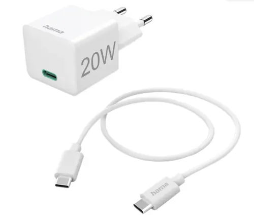 Incarcator retea Hama 201675, USB-C, PD, 20W, 1m (Alb)