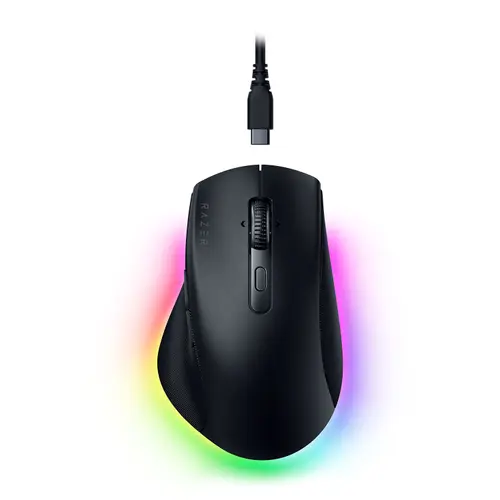 Mouse Wireless Razer Pro Click V2, HyperSpeed 2.4GHz/Bluetooth/USB-C, Ergonomic, AI Prompt Master, 30K DPI (Negru)