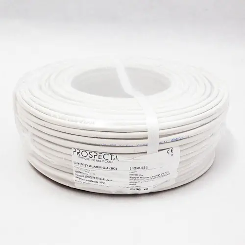 Cablu alarma 12 x 0.22 premium, cupru 100%, cod: I357IT, Li-Y(ST)Y, made in Italy, utilizare pentru sisteme de alarma, manta exterioara PVC alb, ecranare: folie de aluminiu laminata, raza de curbura 10x diametru