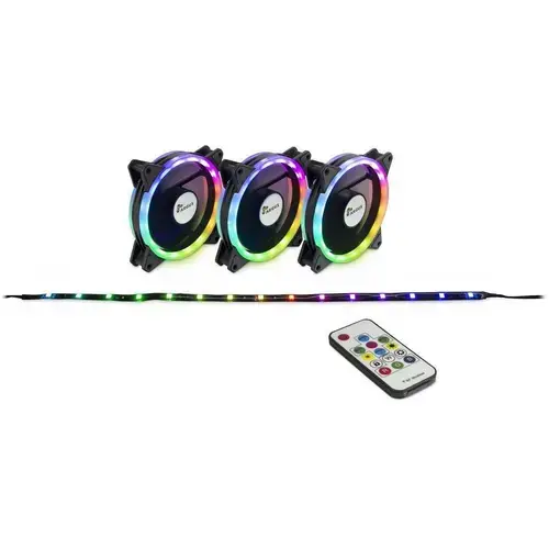 Set 3 ventilatoare Inter-Tech Argus RS-04, 120mm, iluminare RGB