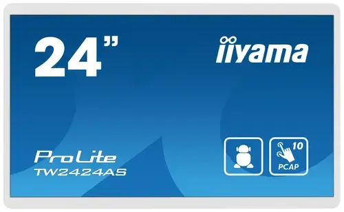 Monitor IPS LED iiyama ProLite 23.8inch TW2424AS-W1, Full HD (1920 x 1080), HDMI, Boxe, Touchscreen (Alb)