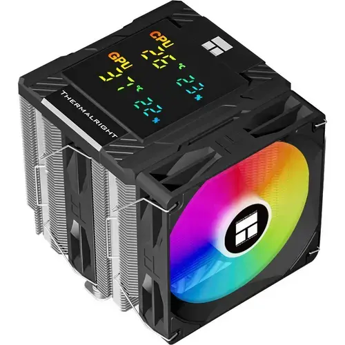 Cooler CPU Thermalright Peerless Assassin 120 Digital, Intel si AMD, Racire cu aer, 2 x 120mm (TL-C12C-X28-S V2), 1850 rpm, 6 heatpipes, H 162mm, ARGB (Negru)