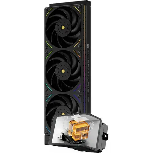 Cooler CPU AIO Thermalright Wonder Vision 360 UB Argb Black, Intel si AMD, Racire cu lichid, 3 x 120mm, 2150 rpm, pompa 6400 rpm, ecran AMOLED 6.67inch, ARGB (Negru)