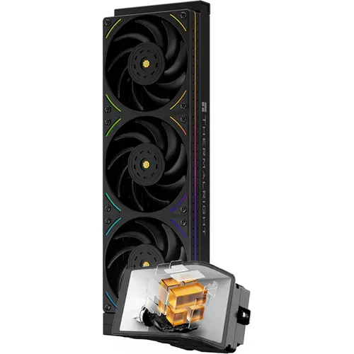 Cooler CPU AIO Thermalright Wonder Vision 360 UB Argb Black, Intel si AMD, Racire cu lichid, 3 x 120mm, 2150 rpm, pompa 6400 rpm, ecran AMOLED 6.67inch, ARGB (Negru)